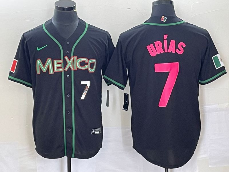 Men 2023 World Cub Mexico #7 Urias Black pink Nike MLB Jersey42
